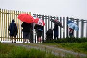 10 August 2020; St Patrick's Athletic supporters watch on from outside Finn Park during the Extra.ie FAI Cup First Round match between Finn Harps and St. Patrick's Athletic at Finn Park in Ballybofey, Donegal. Photo by Stephen McCarthy/Sportsfile