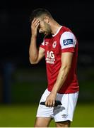 10 August 2020; Robbie Benson of St Patrick's Athletic following defeat in the Extra.ie FAI Cup First Round match between Finn Harps and St. Patrick's Athletic at Finn Park in Ballybofey, Donegal. Photo by Stephen McCarthy/Sportsfile