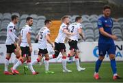 11 August 2020; Sean Hoare of Dundalk, fourth from left, celebrates after scoring his side's first goal during the Extra.ie FAI Cup First Round match between Dundalk and Waterford FC at Oriel Park in Dundalk, Louth. Photo by Stephen McCarthy/Sportsfile