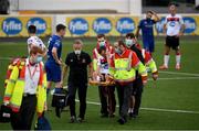 11 August 2020; Cameron Dummigan of Dundalk is stretchered from the pitch during the Extra.ie FAI Cup First Round match between Dundalk and Waterford FC at Oriel Park in Dundalk, Louth. Photo by Stephen McCarthy/Sportsfile
