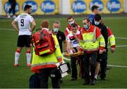 11 August 2020; Cameron Dummigan of Dundalk is stretchered from the pitch during the Extra.ie FAI Cup First Round match between Dundalk and Waterford FC at Oriel Park in Dundalk, Louth. Photo by Stephen McCarthy/Sportsfile