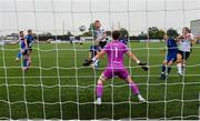 11 August 2020; Sean Hoare of Dundalk heads his side's first goal past Waterford goalkeeper Tadhg Ryan during the Extra.ie FAI Cup First Round match between Dundalk and Waterford FC at Oriel Park in Dundalk, Louth. Photo by Stephen McCarthy/Sportsfile