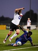 11 August 2020; Patrick McEleney of Dundalk in action against Tunmise Sobowale of Waterford during the Extra.ie FAI Cup First Round match between Dundalk and Waterford FC at Oriel Park in Dundalk, Louth. Photo by Stephen McCarthy/Sportsfile