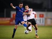 11 August 2020; Jake Davidson of Waterford in action against David McMillan of Dundalk during the Extra.ie FAI Cup First Round match between Dundalk and Waterford FC at Oriel Park in Dundalk, Louth. Photo by Stephen McCarthy/Sportsfile