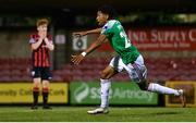 11 August 2020; Ricardo Dinanga of Cork City celebrates after scoring the match winning goal during the Extra.ie FAI Cup  First Round match between Cork City and Longford Town at Turners Cross in Cork. Photo by Eóin Noonan/Sportsfile