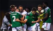 11 August 2020; Ricardo Dinanga of Cork City celebrates with Cork City manager Neale Fenn and team-mates after scoring his side's match winning goal during the Extra.ie FAI Cup First Round match between Cork City and Longford Town at Turners Cross in Cork. Photo by Eóin Noonan/Sportsfile