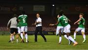 11 August 2020; Cork City manager Neale Fenn celebrates with his players after Ricardo Dinanga of Cork City scored the winning goal for his side during the Extra.ie FAI Cup First Round match between Cork City and Longford Town at Turners Cross in Cork. Photo by Eóin Noonan/Sportsfile