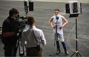 13 August 2020; Jockey Chris Hayes is interviewed for Racing TV after winning on 300/1 horse He Knows No Fear in the Irish Stallion Farms EBF maiden 3 year old plus race at Leopardstown in Dublin. Photo by David Fitzgerald/Sportsfile