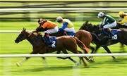 14 August 2020; Roving Mission, with Nathan Crosse up, 2, on their way to winning the Derek O'Sullivan Memorial Apprentice Handicap, from Intervention, with Dylan McMonaghle up, who finished second, and Amarantha, with Mikey Sheehy up, who finished third, at The Curragh Racecourse in Kildare.  Photo by Sam Barnes/Sportsfile