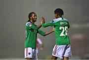 14 August 2020; Deshane Dalling, left, and Ricardo Dinanga of Cork City following their side's victory during the SSE Airtricity League Premier Division match between Cork City and Sligo Rovers at Turners Cross in Cork. Photo by Seb Daly/Sportsfile