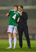 14 August 2020; Cork City manager Neale Fenn and Rob Slevin following their side's victory during the SSE Airtricity League Premier Division match between Cork City and Sligo Rovers at Turners Cross in Cork. Photo by Seb Daly/Sportsfile