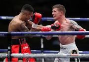 14 August 2020; Eric Donovan, right, in action against Zelfa Barrett during their IBF Inter-Continental Super Feather Title bout at the Matchroom Fight Camp in Brentwood, England. Photo by Mark Robinson / Matchroom Boxing via Sportsfile