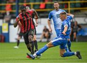 15 August 2020; Andre Wright of Bohemians is tackled by Sam Todd of Finn Harps during the SSE Airtricity League Premier Division match between Finn Harps and Bohemians at Finn Park in Ballybofey, Donegal. Photo by Seb Daly/Sportsfile