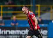 15 August 2020; Danny Grant of Bohemians celebrates after scoring his side's first goal during the SSE Airtricity League Premier Division match between Finn Harps and Bohemians at Finn Park in Ballybofey, Donegal. Photo by Seb Daly/Sportsfile