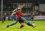 15 August 2020; Kris Twardek of Bohemians in action against Sam Todd of Finn Harps during the SSE Airtricity League Premier Division match between Finn Harps and Bohemians at Finn Park in Ballybofey, Donegal. Photo by Seb Daly/Sportsfile