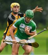 15 August 2020; Padraig Mullen of Danesfort loses his hurley tackling Eoin Cody of Ballyhale Shamrocks during the Kilkenny County Senior Hurling League Group A Round 3 match between Ballyhale Shamrocks and Danesfort at John Locke Park in Callan, Kilkenny. Photo by Brendan Moran/Sportsfile