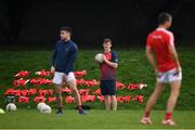 15 August 2020; Injured Cuala player Con O'Callaghan looks on during the warm-up before the Dublin County Senior 2 Football Championship Group 2 Round 3 match between Cuala and Parnells at Hyde Park in Glenageary, Dublin. Photo by Piaras Ó Mídheach/Sportsfile