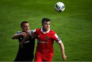 15 August 2020; Alex O'Hanlon of Shelbourne in action against Jack Malone of Derry City during the SSE Airtricity League Premier Division match between Shelbourne and Derry City at Tolka Park in Dublin. Photo by Stephen McCarthy/Sportsfile