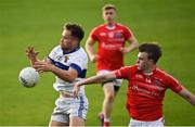 15 August 2020; Cameron Diamond of St Vincent's and Nathan Doran of Clontarf during the Dublin County Senior 1 Football Championship Group 3 Round 3 match between Clontarf and St. Vincent's at Parnell Park in Dublin. Photo by Ramsey Cardy/Sportsfile