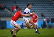 15 August 2020; Shane Carthy of St Vincent's in action against Conor Doran of Clontarf during the Dublin County Senior 1 Football Championship Group 3 Round 3 match between Clontarf and St. Vincent's at Parnell Park in Dublin. Photo by Ramsey Cardy/Sportsfile