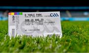16 August 2020; A general view of a players ticket showing the original venue ahead of the Dublin County Senior Football Championship Round 3 match between Kilmacud Crokes and Castleknock at Parnell Park in Dublin. Photo by Sam Barnes/Sportsfile