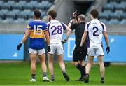 16 August 2020; Brian Sheehy of Kilmacud Crokes, 28, leaves the field after being shown a black card by referee David O'Connor during the Dublin County Senior Football Championship Round 3 match between Kilmacud Crokes and Castleknock at Parnell Park in Dublin. Photo by Sam Barnes/Sportsfile