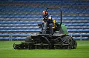 16 August 2020; Thurles groundsman Dave Hanley cuts the grass before the Tipperary County Senior Hurling Championship Group 4 Round 3 match between Borris-Ileigh and Upperchurch-Drombane at Semple Stadium in Thurles, Tipperary. Photo by Piaras Ó Mídheach/Sportsfile
