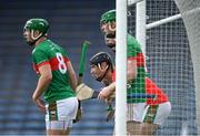 16 August 2020; Loughmore-Castleiney goalkeeper David Kennedy and his defenders await a Kilruane MacDonagh's free during the Tipperary County Senior Hurling Championship Group 3 Round 3 match between Kilruane McDonagh's and Loughmore Castleiney at Semple Stadium in Thurles, Tipperary. Photo by Piaras Ó Mídheach/Sportsfile