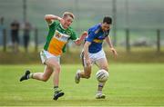 16 August 2020; Mark McHugh of Kilcar in action against Jack Gallagher of Glenswilly during the Donegal County Senior Football Championship Round 1 match between Kilcar and Glenswilly at Towney Park in Kilcar, Donegal. Photo by Seb Daly/Sportsfile
