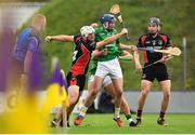 16 August 2020; Martin Og Storey of Oulart The Ballagh in action against Charlie McGuckin of Naomh Eanna during the Wexford County Senior Hurling Championship Semi-Final match between Oulart-The Ballagh and Naomh Éanna at Chadwicks Wexford Park in Wexford. Photo by Eóin Noonan/Sportsfile