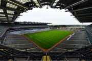 16 August 2020; An empty Croke Park Stadium at 4.22pm as the second half would be getting under way on the original scheduled date of the 2020 GAA Hurling All-Ireland Senior Championship Final. Due to current restrictions laid down by the Irish government to prevent the spread of coronavirus, the dates for the staging of the GAA inter-county season have been pushed back, with the first round of games now due to start in October. The 2020 All-Ireland Senior Hurling Championship was due to be the 133rd staging of the All-Ireland Senior Hurling Championship, the Gaelic Athletic Association's premier inter-county hurling tournament, since its establishment in 1887. For the first time in 96 years the All-Ireland hurling final is now due to be played in December with the 2020 final due on Sunday, December 13th, the same weekend on which Dublin beat Galway in the 1924 final. Photo by Brendan Moran/Sportsfile