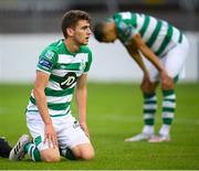 16 August 2020; Dylan Watts, left, and Graham Burke of Shamrock Rovers react during the SSE Airtricity League Premier Division match between St Patrick's Athletic and Shamrock Rovers at Richmond Park in Dublin. Photo by Stephen McCarthy/Sportsfile