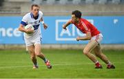 15 August 2020; Tómas Quinn of St Vincent's in action against Liam Howley of Clontarfduring the Dublin County Senior 1 Football Championship Group 3 Round 3 match between Clontarf and St. Vincent's at Parnell Park in Dublin. Photo by Ramsey Cardy/Sportsfile