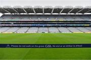 16 August 2020; An empty Croke Park Stadium on the original scheduled date of the 2020 GAA Hurling All-Ireland Senior Championship Final. Due to current restrictions laid down by the Irish government to prevent the spread of coronavirus, the dates for the staging of the GAA inter-county season have been pushed back, with the first round of games now due to start in October. The 2020 All-Ireland Senior Hurling Championship was due to be the 133rd staging of the All-Ireland Senior Hurling Championship, the Gaelic Athletic Association's premier inter-county hurling tournament, since its establishment in 1887. For the first time in 96 years the All-Ireland hurling final is now due to be played in December with the 2020 final due on Sunday, December 13th, the same weekend on which Dublin beat Galway in the 1924 final. Photo by Brendan Moran/Sportsfile