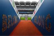 16 August 2020; The players' tunnel at 2.59pm as the teams would have made their way onto the pitch at Croke Park Stadium on the original scheduled date of the 2020 GAA Hurling All-Ireland Senior Championship Final. Due to current restrictions laid down by the Irish government to prevent the spread of coronavirus, the dates for the staging of the GAA inter-county season have been pushed back, with the first round of games now due to start in October. The 2020 All-Ireland Senior Hurling Championship was due to be the 133rd staging of the All-Ireland Senior Hurling Championship, the Gaelic Athletic Association's premier inter-county hurling tournament, since its establishment in 1887. For the first time in 96 years the All-Ireland hurling final is now due to be played in December with the 2020 final due on Sunday, December 13th, the same weekend on which Dublin beat Galway in the 1924 final. Photo by Brendan Moran/Sportsfile