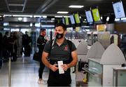 18 August 2020; Patrick Hoban checks in at Dublin Airport as the Dundalk squad depart for their UEFA Champions League First Qualifying Round match against NK Celja in Budapest, Hungary. Photo by Stephen McCarthy/Sportsfile