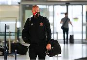 18 August 2020; Chris Shields arrives at check-in in Dublin Airport as the Dundalk squad depart for their UEFA Champions League First Qualifying Round match against NK Celja in Budapest, Hungary. Photo by Stephen McCarthy/Sportsfile