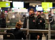 18 August 2020; Andy Boyle checks in at Dublin Airport as the Dundalk squad depart for their UEFA Champions League First Qualifying Round match against NK Celja in Budapest, Hungary. Photo by Stephen McCarthy/Sportsfile