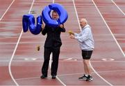 18 August 2020; Professor Martin White, consultant neonatologist at the Coombe Women and Infants’ University Hospital, left, and Frank Greally, who fifty years ago today set a 10,000 metres National Junior record of 30:17, at the launch of 'Gratitude Road', a walk from Ballyhaunis in Mayo, via the Coombe Women & Infants University Hospital, to The Morton Stadium in Santry, Dublin. Photo by Ray McManus/Sportsfile