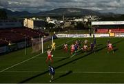 18 August 2020; A General view as Tyreke Wilson of Waterford takes a free-kick during the SSE Airtricity League Premier Division match between Sligo Rovers and Waterford at The Showgrounds in Sligo. Photo by Harry Murphy/Sportsfile