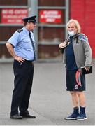 18 August 2020; Finn Harps manager Ollie Horgan speaks with a member of An Garda Síochána prior to the SSE Airtricity League Premier Division match between Sligo Rovers and Waterford at The Showgrounds in Sligo. Photo by Harry Murphy/Sportsfile
