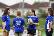 19 August 2020; Participants, from left, Evie McDonnell, age 11, Lena Beale, age 10, Sophie Villing, age 10, and Emma O'Rourke, age 11, during the Bank of Ireland Leinster Rugby Summer Camp at Navan in Meath. Photo by Matt Browne/Sportsfile