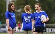 19 August 2020; Participants, from left, Evie McDonnell, age 11, Lena Beale, age 10, and Sophie Villing, age 10, during the Bank of Ireland Leinster Rugby Summer Camp at Navan in Meath. Photo by Matt Browne/Sportsfile