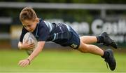 19 August 2020; Oliver Mallon, age 8, scores a try during the Bank of Ireland Leinster Rugby Summer Camp at Navan in Meath. Photo by Matt Browne/Sportsfile