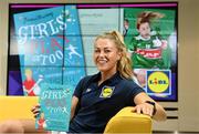 19 August 2020; Lidl Ireland celebrates the launch of ‘Girls Play Too: Inspiring Stories Of Irish Sportswomen’, the first ever collection of stories about Ireland’s most accomplished sportswomen. The book is available exclusively in all Lidl stores across the island of Ireland from Thursday, 20th August to Sunday, 6th September. On hand at the launch was Lidl brand ambassador and Mayo and Collingwood AFLW footballer Sarah Rowe, pictured at Lidl Head Office in Tallaght, Dublin. Photo by Sam Barnes/Sportsfile