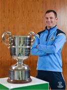 19 August 2020; St Mochta's club captain Karl Somers with the FAI New Balance Intermediate Cup during a media day at FAI Headquarters in Abbotstown, Dublin, ahead of the FAI New Balance Intermediate Final which takes place on Saturday August 22nd at Tallaght Stadium. Photo by Seb Daly/Sportsfile