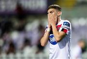 19 August 2020; Sean Gannon of Dundalk reacts following the UEFA Champions League First Qualifying Round match between NK Celja and Dundalk at Ferenc Szusza Stadion in Budapest, Hungary. Photo by Vid Ponikvar/Sportsfile