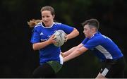 20 August 2020; Robyn O'Malley, age 11, and Evan Quirk, age 12, in action during the Bank of Ireland Leinster Rugby Summer Camp at Greystones in Wicklow. Photo by Matt Browne/Sportsfile