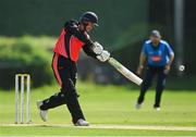 20 August 2020; Neil Rock of Munster Reds plays a shot and is caught by Andrew Balbirnie of Leinster Lightning during the 2020 Test Triangle Inter-Provincial Series match between Leinster Lightning and Munster Reds at Pembroke Cricket Club in Dublin. Photo by Seb Daly/Sportsfile