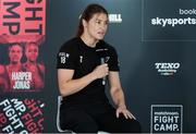20 August 2020; Katie Taylor during the Final Press Conference at Matchroom Fight Camp in Brentwood, Essex, England, in advance of her Undisputed Lightweight Titles fight with Delfine Persoon on Saturday night. Photo by Mark Robinson / Matchroom Boxing via Sportsfile